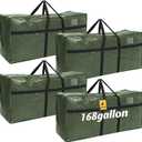 Windyun 4 Pack 168 Gallon Extra Large Moving Bags XXL Heavy Duty Storage Bag with Strong Zipper Handle Jumbo Big Tote Box Foldable for College Dorm Travel Clothes Duffle Blanket Pillow(Army Green)