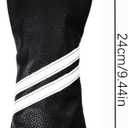 Vintage Golf Club Head Covers for Driver, Fairway Woods and Hybrids Classic Stripes Style Synthetic PU Leather Headcover with Number Tag