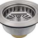 3-1/2 Inch Brushed Nickel Sink Strainers for Kitchen Sink, Stainless Steel Kitchen Sink Drain Strainer Assembly with Strainer Basket And Drain Stopper, US Standard Kitchen Sink Drain Replacement