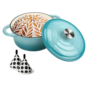Enameled Cast Iron Dutch Oven, 5 QT Bread Baking Pot with Self Basting Lid, Non-stick Enamel Coated Cookware Pot, Great Christmas Gifts for Family, Teal
