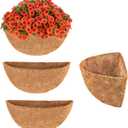 Y&M 14 Inch Pre-Formed Half Round Coco Fiber Hanging Basket Liner, Half Round Coco Replacement Liner - 4pcs