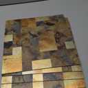 5-Sheet Peel and Stick Backsplash Stone Tiles, Brushed Aluminum PVC Surface Metal Mosaic Sticker for Kitchen Wall (11.81"x11.81"Per Sheet) (5, Golden & Brown)