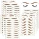 20 Sheets 196 Pairs Eyebrow Tattoo Sticker Waterproof 4D Hair-Like Natural Fake Tattoo Eyebrows Transfers Stickers Peel Off Brows Grooming Shaping Makeup Sticker for Women Girls, Brown