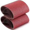 Demissle 10 Pack 8 x 19 Inch Floor Sanding Belt 36 Grit Heavy Duty Aluminum Oxide Cloth Sanding Belts Drum Floor Sander Sandpaper for Commercial and Residential Flooring (Dark Red)