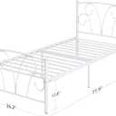 Elephance Twin Bed Frame with Headboard, Metal Platform Bed Frame with 12 Inch Storage Space No Box Spring Needed (White)