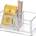 Clear Acrylic Two Lattices Tea Bags Holder Coffee Sugar Bag Case Guest Room Storage Boxes YTBH-001