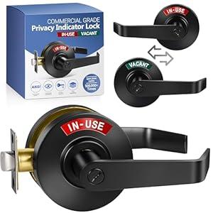 Hawaminent Commercial Grade Privacy Indicator Lever Lock- Bathroom Door Handle, in-Used or Vacant, Occupied Door Lock for Public Restrooms Including Office, Gym, Hospitals, Warehouse (Matte Black)