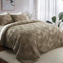 DELIGHT HOME Brown Duvet Cover King Size - 3 Pieces Shabby Chic Tufted Leaf Bedding Set, Includes 1 Duvet Cover 104x90 Inches with 8 Corner Ties & 7 Buttons, 2 Pillow Shams, Boho Home Bedding