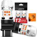 LASFIT 3157 LED Bulb Amber, T3 4157 3057 Turn Signal Bulb Built In Resistor CANBUS Error Free Front Rear Turn Signal Light 3457 3047 3357 4057 3056 3456 4156, Only For Standard Socket,Pack of 2