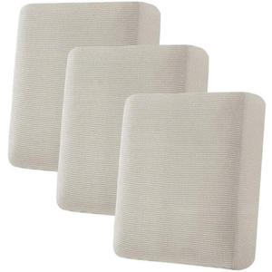 H.VERSAILTEX Super Stretch Individual Seat Cushion Covers - Sofa & Couch Cushion Slipcover Sets - Thick Jacquard Textured Twill Fabric (3 Piece, Island Fossi) (3 Cushion Sofa)