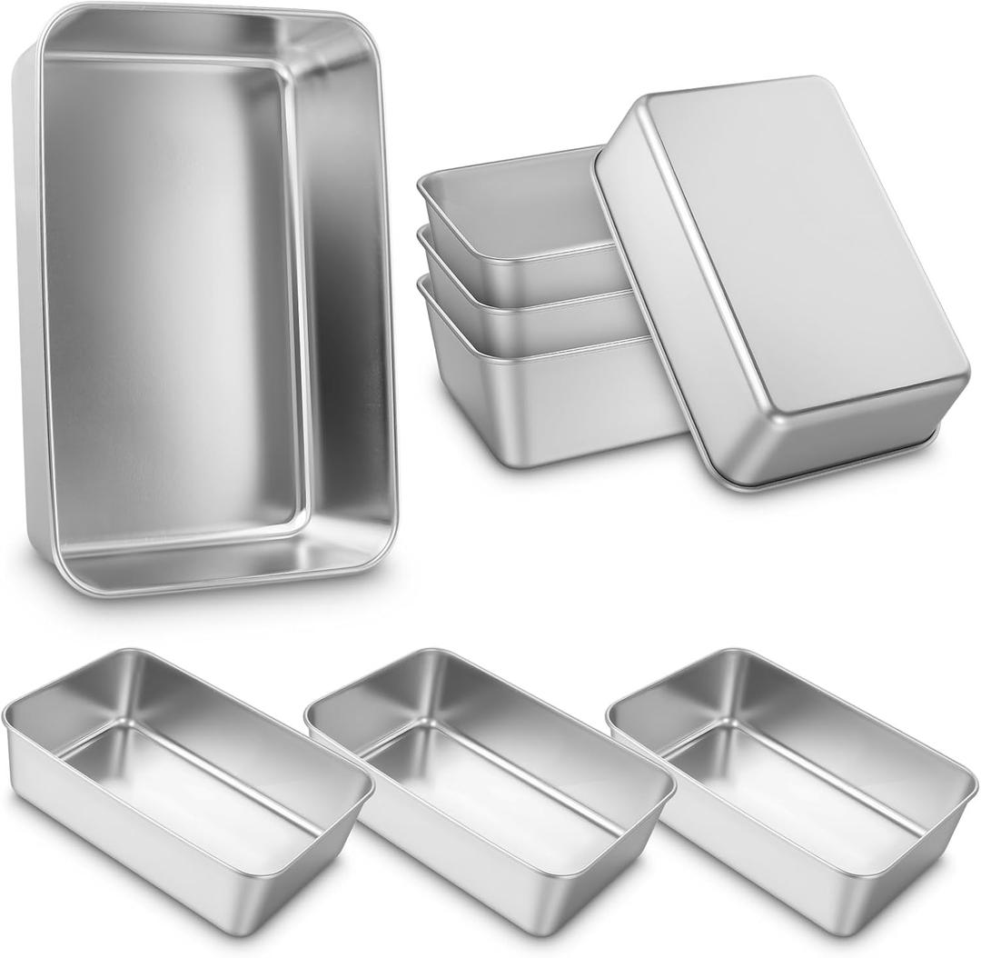 8 Pack Loaf Pan Set, 9x5 Inch Bread Loaf Pans for Baking Bread Stainless Steel Meatloaf Toast Baking Pans for Homemade Brownies Pound Cake, Oven & Dishwasher Safe