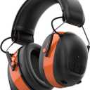 Bluetooth 5.4 Hearing Protection Headphones with 120H Working Time, 30dB SNR, Superior Stereo Sound Quality, Larger Buttons for Easy Operation, Safety Ear Muffs for Lawn Mowing, Workshops (Orange)