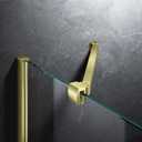 Frameless Shower Door Support Bar, Stainless Steel Wall-to-Glass Support Arm to Fixed Shower Glass Panel, for 1/4"-3/8" (6-10 mm) Door, 180 Pivot & Stow-Flat Mode, Brushed Gold, 15.8-inch (400mm)