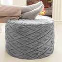 Round Pouf Ottoman 20x20x14 Inches Boho Poof Home Decor Floor Pouffe Ottoman Foot Rest for Couch Sofa Bean Bag Chairs Living Room Bedroom Light Gray