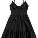 ZAFUL Women's Casual V Neck Summer Mini Dress Spaghetti Strap A-Line Short Dresses Backless Solid Color Sundress