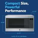 GE Countertop Microwave Oven, 1,150-watt Capacity, 1.6 Cubic Ft., 8 Auto Setting Cooking Settings, Child-Lock Technology, Kitchen Essentials for the Countertop, Dorm Room or Apartment, Stainless Steel
