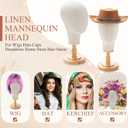 RattanView 2 Pcs Wig Stand with Head 23 Inch Linen Mannequin Head with Wooden Stand Canvas Mannequin for Hats Wigs Caps Headdress Home Store Hair Salon(Beige)