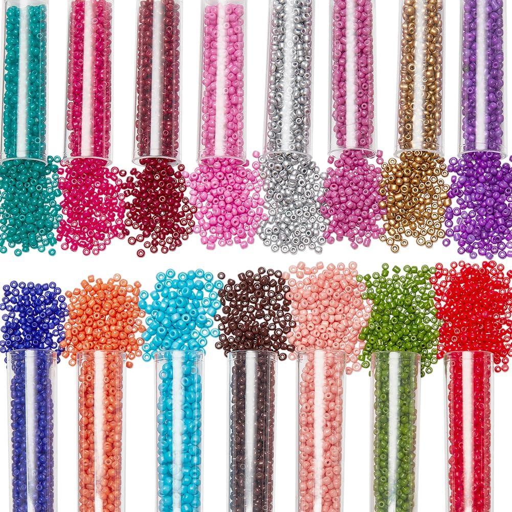 NBEADS 15 Colors Glass Seed Beads, 1.5mm Round Mini Beads Opaque Spacer Bead Multi-Color Glass Loose Beads for Jewelry Making Bracelets Necklace DIY Craft Supplies