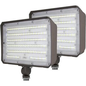 DAKASON 2 Pack 100W LED Flood Light Outdoor, Dusk-to-Dawn Photocell Adjustable Knuckle Mount, 13000LM 5000K Replaces 350W HPS/MH 100-277Vac, IP65 Waterproof Security Lighting Fixture, ETL Listed