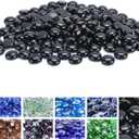 GasSaf Blue Fire Glass Beads for Outdoor Fire Pit, Fireplace, Replaces Existing Gas Logs & Lava Rocks, 3/4 Inch Glass(20 Pound)(Onyx Black)
