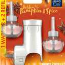 Glade PlugIns Refills Air Freshener Starter Kit, Scented and Essential Oils for Home and Bathroom, Golden Pumpkin & Spice, 1.34 Fl Oz, 1 Warmer + 2 Refills
