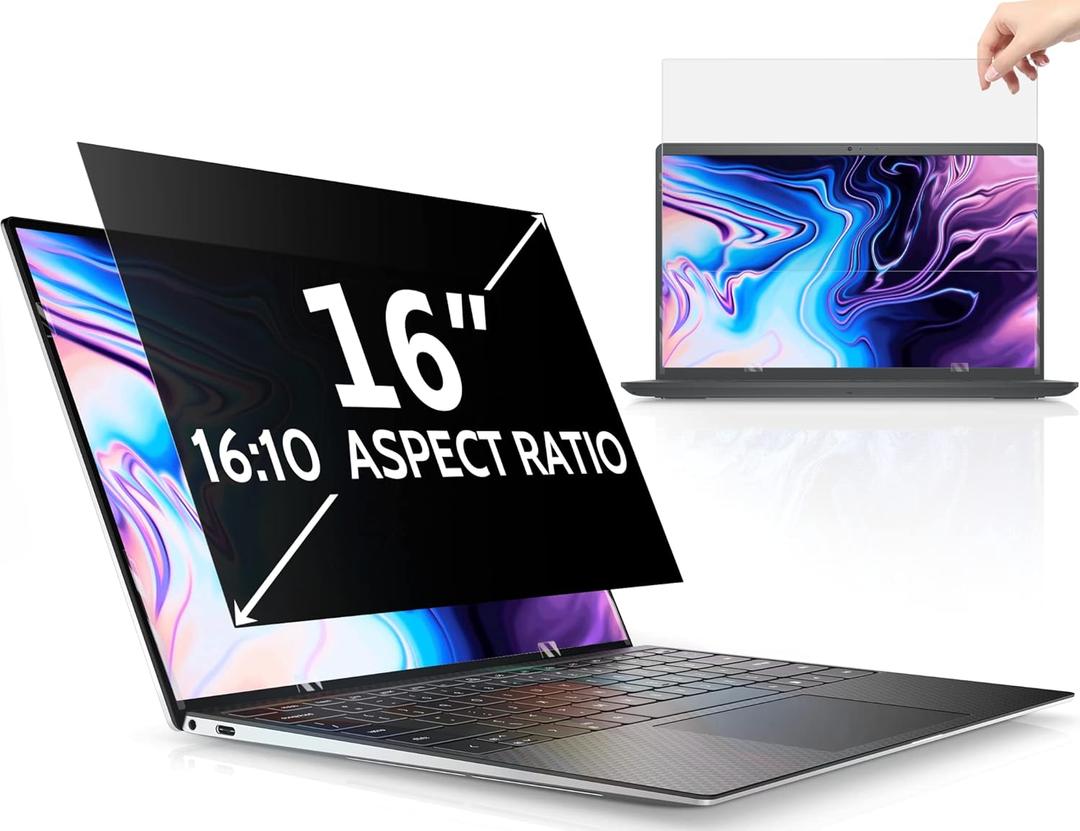 16 Inch Laptop Privacy Screen Compatible with Lenovo Hp Dell Acer Asus Thinkpad Envy Xps Computer 16:10 Aspect, Removable Anti Glare Blue Light Filter Protector, 16" Monitor Security Shield (16 Inch (Diagonal) - 16:10 Aspect Ratio)