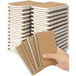 Dynta Pocket Notebooks Mini Notepads 3x5 Bulk, 60 Packs Lined Memo Pads, Small Spiral Notebooks Kraft Cover for Home, School, Office, Men, Women, Kids (60 Sheets/120 Pages)