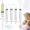 Colostrum Collector Kit Include 50pcs 3ml Sealed Breast Milk Collector No Needle Colostrum Syringes 5 Breastmilk Storage Bags and 1 piece 30 ml measuring cup with 50 Stickers