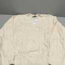 Trendy Queen Women's Oversized Cable Knit Crewneck Sweaters, Cream, Size XL