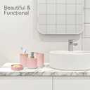 Bathroom Accessories Set 4 PCS, Bamboo Bathroom Accessory Set Includes Soap Dish, Soap Dispenser, Toothbrush Holder, Toothbrush Cup, Bathroom Sets Accessories, Boho Bathroom Decor(Light Pink)