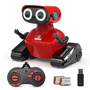 GILOBABY Robot Toys, Remote Control Robot Toy, RC Robots for Kids with LED Eyes, Flexible Head & Arms, Dance Moves and Music, Birthday Gifts for Girls Ages 3+ Years (Red)