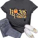 Halloween Shirts for Women Hocus Focus T-Shirt Halloween Pumpkin Tee Tops (XXL)