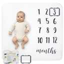 Baby Monthly Milestone Blanket, Premium 265GSM Soft Flannel Fleece, Large Photography Background Blanket for Baby Boys and Girls, Photo Prop for Newborn 1 to 12 Months, for Mom, 47"x47" Large