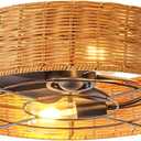 Ventilador de Techo Low Profile Ceiling Fan ABS Fan Blade Timer Reversible 6-Speed Motor 4 E27 Bulbs Not Included (50*17cm)