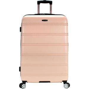 Rockland Melbourne Hardside Expandable Spinner Wheel Luggage, Checked Large 28", Champagne