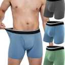 TIICHOO Mens Incontinence Boxer Briefs Washable Soft Protective Leak Proof Underwear for Men for Light Bladder Leakage 3 Pack (Dark Grey/Green/Blue, 3XLarge)