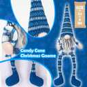 unanscre Blue Christmas Gnomes Plush Decoration - 3PCS Handmade Xmas Long Dangle Leg Winter Gnomes Hold Snowflake Candy Cane Gift Box Swedish Santa Elf Dolls for Home Table Ornament, Tiered Tray Decor