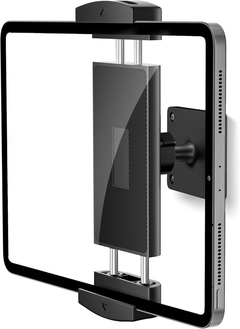 Tablet Wall Mount Holder, 360 Rotating iPad Wall Mount for 4.7"-12.9" Devices, Aluminum Base Stand Compatible with iPad Pro/Air/Mini, iPhone, Samsung Galaxy Tab, Kindle  Kitchen, Gym, Office