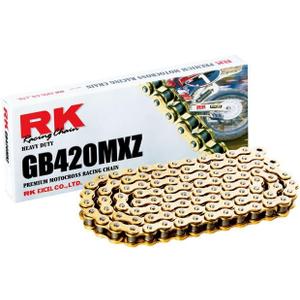 RK Racing Chain GB420MXZ-108 (420 Series) Gold 108 Link Heavy Duty MX/SX Racing Non O-Ring Chain with Connecting Link