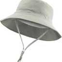 Windproof Lightweight Baby Sun Hat UPF 50+ Bucket Hat with Wide Brim, Beach Hat Boys Girls with Adjustable Strap (2-7 Years, Beige)