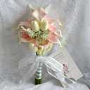 Floral Bouquet 12 Artificial Calla Lilies with 8 Artificial Tulip Flowers, Bridesmaid Bouquet with Wedding Ceremony Festivals Anniversary Bridal Rehearsal Party Bar Table Decor(Cream and Pink)