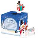 Christmas Snowman Diaper Raffle Box - Christmas Baby Shower Games and Decorations, Blue Themed Diaper Raffle Box with 50 Snowman Cards