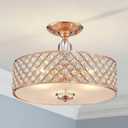 Saint Mossi Semi Flush Mount Ceiling Chandelier, 3-Light Modern K9 Crystal Ceiling Light Fixture for Dining Room,Livingroom,Bedroom, H11 x D15.4, Rose Gold Finish