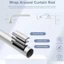 Hei!Dear 2 Pack Blackout Curtain Rod for Windows 28 to 48 inch (2.33-4Ft), Wrap Around Room Darkening Curtain Rods, 5/8" Samll Adjustable Modern Decorative Window rod,Silver
