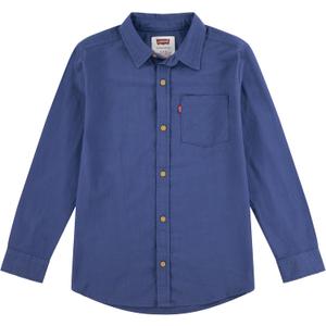 Levi's Boys' Long Sleeve One Pocket Button Up Shirt (Blue)