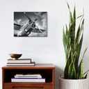 Black and White Wall Art Airplane Wall Decor Vintage Aviation Pictures Airplane Propeller Canvas Prints Painting Retro Military Fighter Poster Artwork for Men Office Living Room Home Decoration 12x16