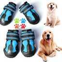 CovertSafe& Dog Boots for Dogs Non-Slip, Waterproof Dog Booties for Outdoor, Dog Shoes for Medium to Large Dogs 4Pcs with Rugged Sole Black-Blue