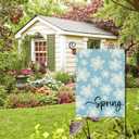 AVOIN colorlife Spring Floral House Flag 28x40 Inch Double Sided Outside, Seasonal Flowers Rustic Yard Outdoor Flag Blue