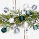 3.15 Inch Satin Christmas Tree Ornaments15 Pcs Velvet Christmas Balls Bulk Set Plastic Shatterproof Xmas Hanging Ornaments Decorations for Tree Garland(Green Silver White)