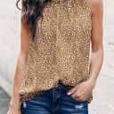 Dokotoo Womens Casual Sleeveless Shirts Halter Neck Leopard Print Tank Top and Blouses (M)